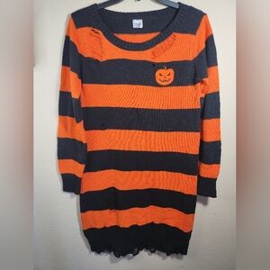 Spirit Halloween Dress Halloween Sweater Dress Distressed Pumpkin